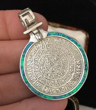 Vintage Jewellery Fabulous Sterling Silver & Opal Large Coin Pendant
