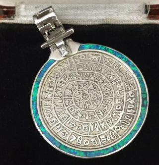 vintage jewellery fabulous sterling silver & opal large coin pendant 2