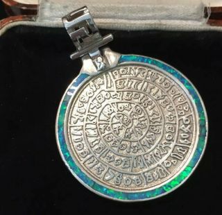 vintage jewellery fabulous sterling silver & opal large coin pendant 3