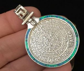 vintage jewellery fabulous sterling silver & opal large coin pendant 5