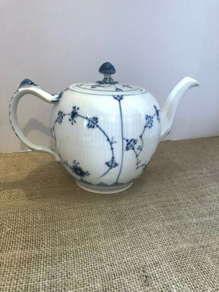 Vintage Royal Copenhagen,  Denmark,  Blue & White Floral Teapot,  1/259,
