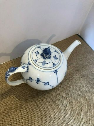 Vintage Royal Copenhagen,  Denmark,  Blue & White Floral Teapot,  1/259, 2