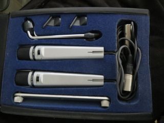 Pair Uher M534 Vintage Dynamic Cardioid Microphones W/case,  Clips And Xlr Cables