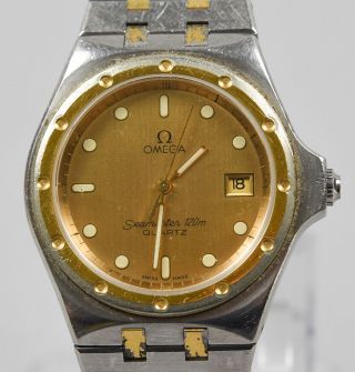 Rare Vintage Omega Seamaster Two Tone Quartz 1342 Men 