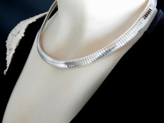 Vintage Solid 925 Sterling Silver Jewelry Omega Flex 10 Mm Choker Necklace 18