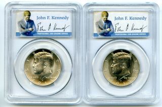 2015 P & D Kennedy Pcgs Ms67 Half Dollar Two Coin Set Set Rare
