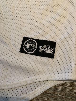 Chicago Cubs Majestic Stitched Mesh Jersey Size Large White Big Logo Vintage 2