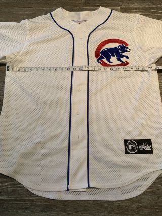 Chicago Cubs Majestic Stitched Mesh Jersey Size Large White Big Logo Vintage 7