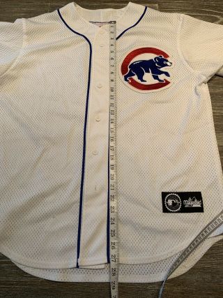 Chicago Cubs Majestic Stitched Mesh Jersey Size Large White Big Logo Vintage 8