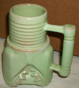 Vintage Frankoma Tricone Drill Bit Figural Mug Planter Prairie Green