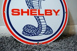 VINTAGE FORD SHELBY MUSTANG PORCELAIN SIGN GAS OIL METAL STATION PUMP PLATE 3