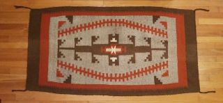 Vintage Native American Navajo Geometric Tribal Wool Rug Weaving 60 X 32