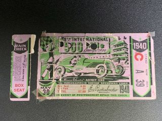 Vintage Indy 500 1940 Ticket Stub Indianapolis Motor Speedway Pre War