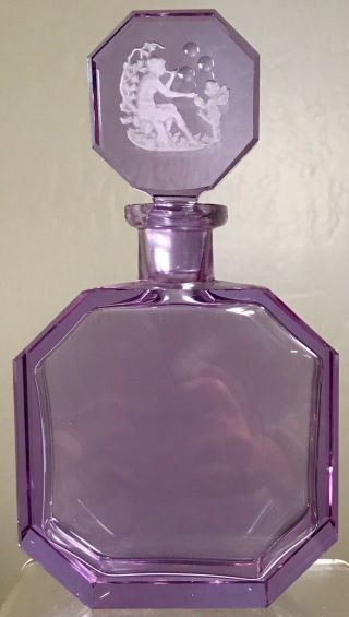 Vintage Glass Perfume Scent Bottle Hoffman Design Alexandrite Neodymium Intaglio