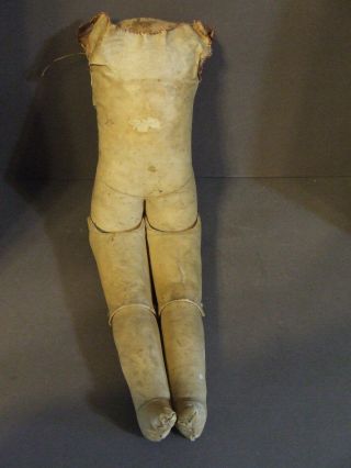 Antique Stitched Leather Jointed Sawdust Doll Body 18 " For Parts/repair
