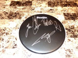 Volbeat Rare Fully Authentic Band Signed Drumhead All 4 Members Heavy Metal Read