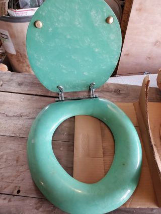 Vintage Pearl Green Toilet Seat By Gem