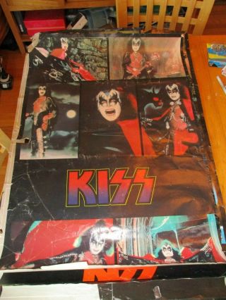 Vintage 1978 Aucoin Kiss Collage Poster Big Gene Simmons Campus Craft