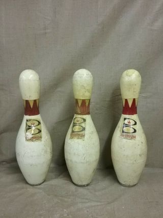 3 Vintage Brunswick Score - King Bowling Pins