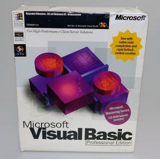 Microsoft Visual Basic 5.  0 Professional Full Version Vintage