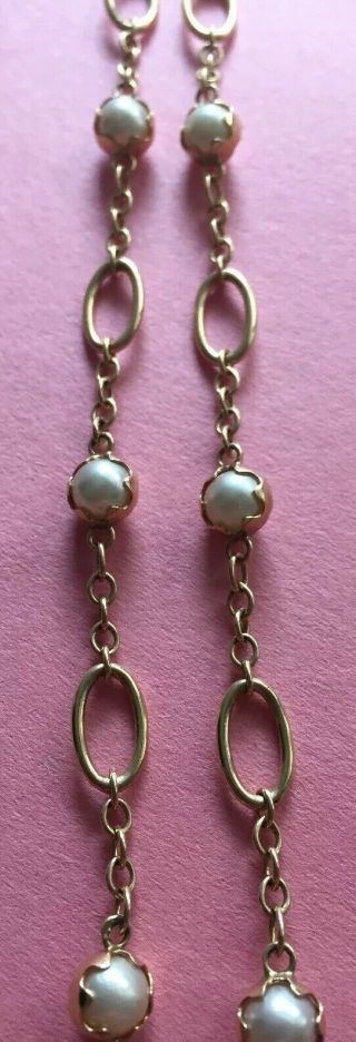 Vintage 14k Gold And Pearl Necklace 2