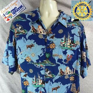Vintage Reyn Spooner Rotary Club International Hawaiian Shirt Sz Xxl 2xl Rare