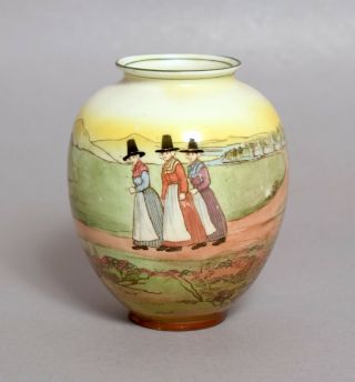 An Unusual Antique Vintage Royal Doulton Seriesware Welsh Ladies Vase