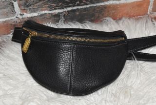 Vintage Black Leather Coach Fanny Pack Bum Bag Made In Italy
