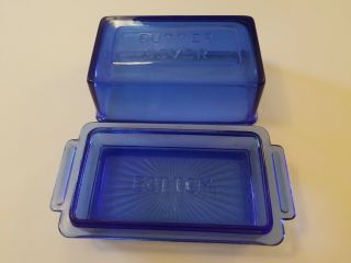 Rare Vintage Hazel Atlas Colbalt Blue 1 One Pound Butterdish.  " Butter,  Cover