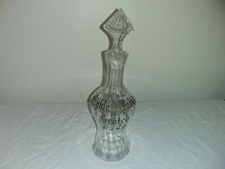 Vintage Etched Glass Decanter Highland Lassie Scotch E.  J.  M Co Liquor 12 "