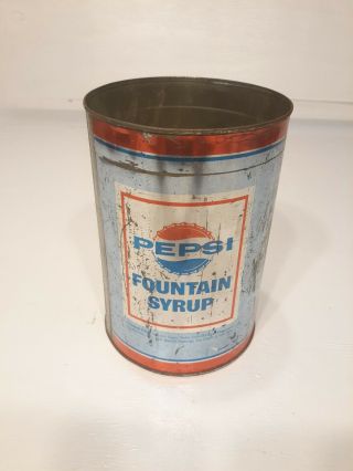 Vintage Pepsi - Cola Pepsi Fountain Syrup One Gallon Soda Can Tin Advertising