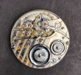 1913 Hampden 16s 21j Double Sunk Pocket Watch Movement Wm Kinley/5 3114914 Of