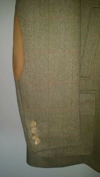Rare Willis & Geiger 46r Vintage Tweed Norfolk Jacket W/ Leather Elbow Patches