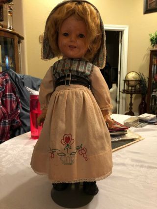 Vintage 18” Shirley Temple Doll - With Clothes,  Shoes & Stand