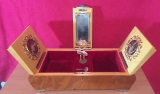 Vintage Swiss Dancing Ballerina Jewelry/music Box Wooden Case