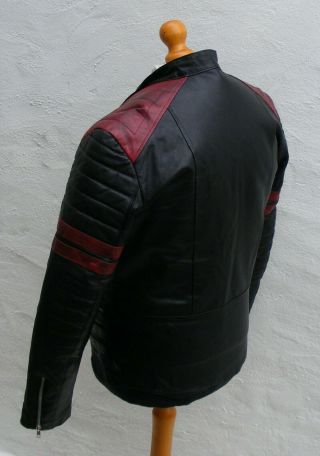 vintage black red leather biker cafe racer jacket mens 44 large bobber punk 4