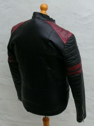 vintage black red leather biker cafe racer jacket mens 44 large bobber punk 5