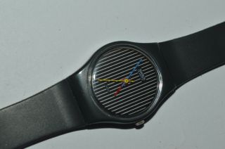 1984 Vintage Swatch Watch LA100 MISS CHANNEL PINSTRIPE Swiss Lady Quartz Origina 2