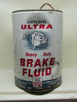 Vintage White Rose Rare 5 Gallon Heavy Duty Brake Fluid Oil Can