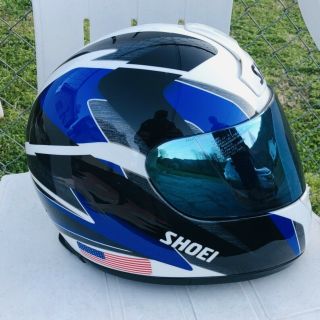 Vintage 1990’s Shoei RF - 800 Motorcycle Helmet Sz L White Blue Black 2