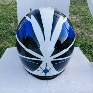 Vintage 1990’s Shoei RF - 800 Motorcycle Helmet Sz L White Blue Black 3