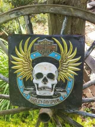 Vintage Old Harley Davidson Motorcycle Metal Sign Oil Gas Indian Sales