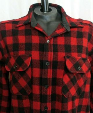 Vtg 1960s LL Bean Shirt Jacket Red Black Wool Lumberjack Size XL Tall USA 2