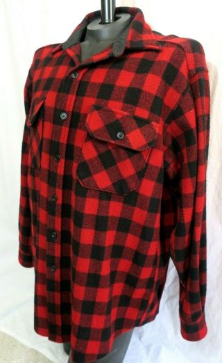 Vtg 1960s LL Bean Shirt Jacket Red Black Wool Lumberjack Size XL Tall USA 3