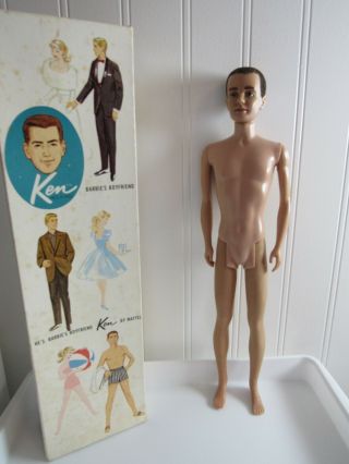 Vintage 1961 Mattel Ken Doll Flocked Hair And Clothing