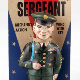 Vintage J.  Chein U S Walking Army Sergeant Tin Litho Toy Cardboard Card