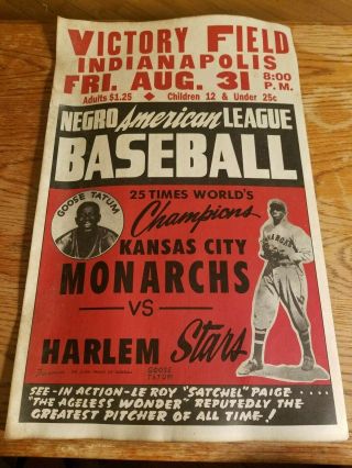 Rare Negro League Baseball Poster Sign Kansas City Monarchs Harlem Stars