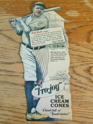Rare Old Fro Joy Ice Cream Babe Ruth Store Display Sign Vintage