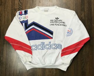 Vtg Adidas 1932/1980 Lake Placid Winter Olympics Sweatshirt Spell Out Vintage