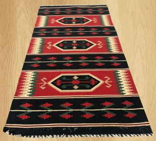 Hand Knotted Vintage Traditional Turkish Wool Kilim Area Rug 4 X 2 Ft (3950)